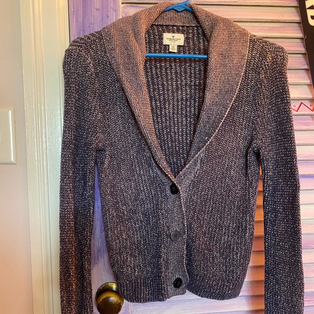 Purple/Mauve American Eagle Crocheted Cardigan
